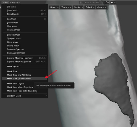 Mask slice to new object